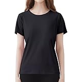 [Sillictor] スポーツ tシャツ レディース トレーニングウェア ゆったり ラッシュガード 半袖 ヨガ シャツ 大きいサイズ ストレッチ 夏 冷感ナイロン生地 【冷感速乾＆通気防臭】 W8005blk-3XL（日本サイズ2XL）