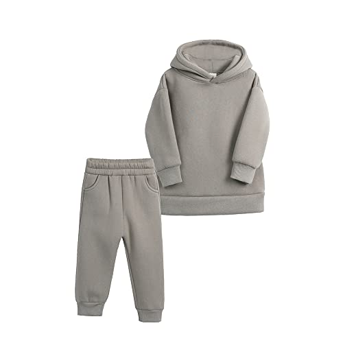 Image of MYGBCPJS Youth 2PCS Jogger Outfits Set Fleece Hooded + Sweatpants Boys Girls Athletic Sweatsuits Pullover Clothes