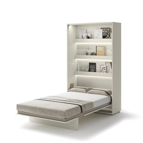 MEBLINI Lit Escamotable Bed Concept - Lit Pliant 1 Personne - Mural Rabattable - Armoire - Placard - Murphy Bed - BC-02-120x200cm Vertical - Cachemire