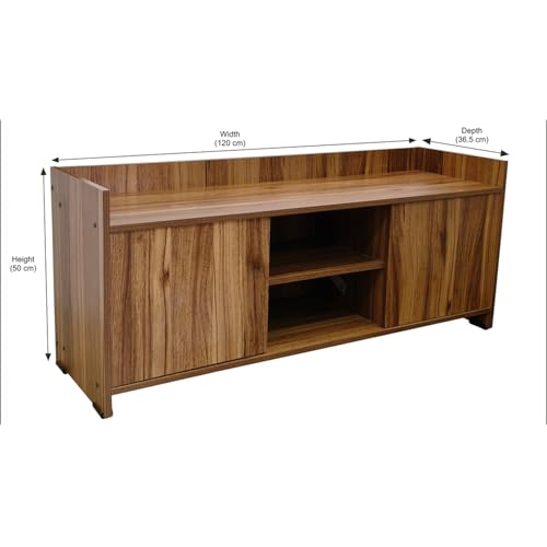 Image of Amazon Brand - Solimo Smart Engineered Wood TV Entertainment Unit Set Top Box Stand /TV Cabinet with Shelves for Books & Decor Display Unit Bed Living Room Upto 43 inch - Leon Teak