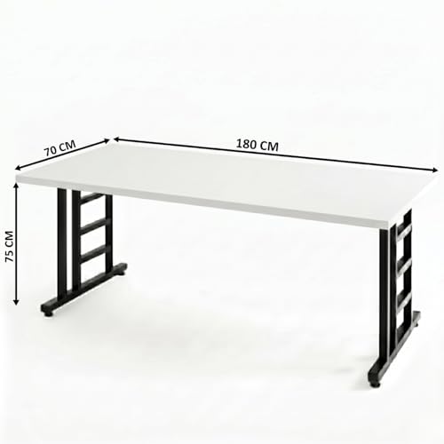 Image of TEKAVO Evon Large Computer Table for Office Work | Big Workstation Desk for Team | Two Person Desk | Meeting & Conference Room Table | 180 cm Long | White - DIY