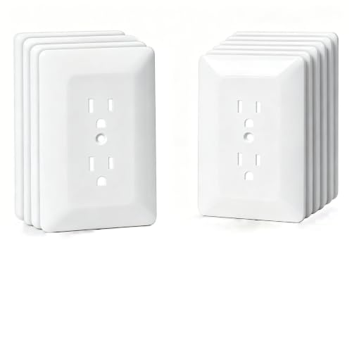 Image of ZEFTV 10 Pack Duplex Outlet Covers Wall Plates 1-Gang Switch Outlet Electrical Cover Plate Unbreakable Thermoplastic Faceplate for Light Receptacle Outlet Switch, Glossy White