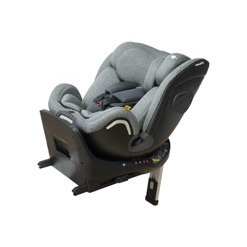 Casualplay - Silla de coche bebé Kora i- Size giratoria con isofix y pata de apoyo, grupo 0 1 2 3 de 0 a 12 años o de 40 a 150 cm altura y apta para llevar a contramarcha hasta los 105cm, Light grey
