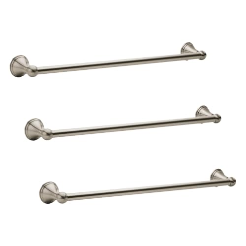 Image of Moen Preston Collection Brushed Nickel Single Bathroom Towel Bar, DN8418BN, 18 Inch (Pack of 3)