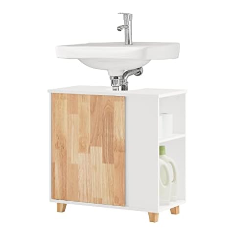 Armario de Baño de Suelo SoBuy BZR75-W con 2 Estantes y 1 Puerta Cover