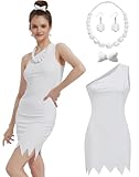 KaKaxi Sexy Halloween Costumes for Women Cave Caveman Costume Adult Couples Family Dress with Necklace Accessories,XL