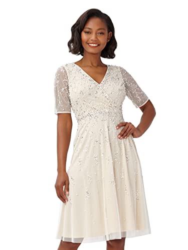 Image of Adrianna Papell Women's Beaded Tea Length Dress