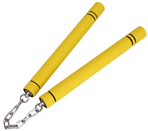 Jaswass Steel Chain Safe Foam Rubber Training Nunchakus for Kids & Beginners, Martial Arts, Bruce Lee, Ninja 2 Pcs (Yellow) - Thumbnail 3