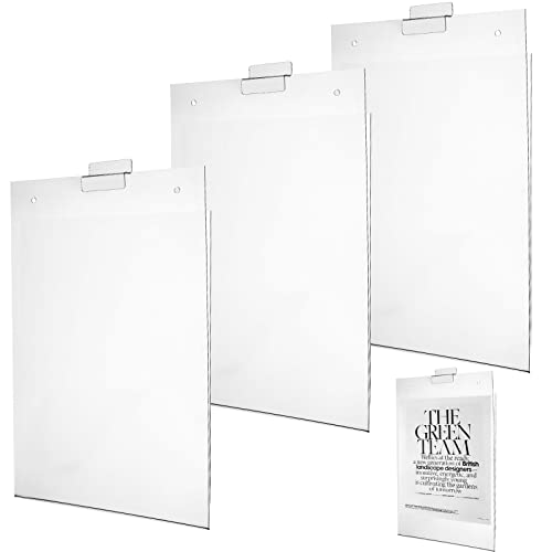 Kathfly 3 Pcs 8.5x11'' Slat Wall Sign Holders, Clear Slatwall Picture Frames Brochure Holders Accessories, Display Shelves Frame Mount Sleeve for Panel Advertise Flyer