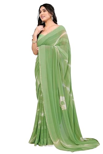 Image of MIRCHI FASHION Women Saree Shibori Print Chiffon | Elegant Festive and Functional Sari for All-Day Comfort with Matching Blouse