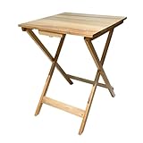 EME Mesa Velador Plegable Madera con Acabado Natural con Barniz - Mesa de Comedor Auxiliar Plegable, Fabricada en Madera Color Natural. Dimensión 60x60x75cm.