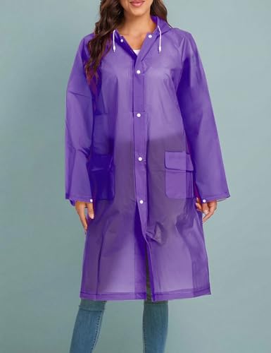 Image of Raincoats for Women Men Reusable Portable Waterproof EVA Long Rain Ponchos with Hoods