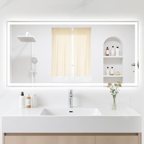 24X48 LED Bathroom Mirror with Lights, Anti-Fog, Backlit + Front