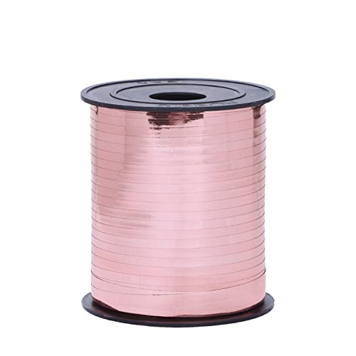 Chexin 500M Geschenkband in Rosegold, Rosegold Ringelband, Rosegold Ballonband,Polyband Deko Band für Geschenkverpackung Ballonverschlüsse Geburtstag Hochzeits Weihnachten Basteln Floristen Party Deko Cover