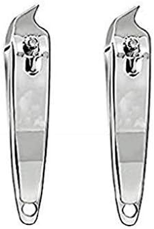 VNDEFUL 2PCS Slanted Edge Stainless Steel Nail Clippers, Manicure Pedicure Trimmer Without File, Silver