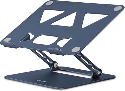 Image of Aoviho Adjustable Laptop Stand for Desk,Portable Laptop Stand Holder and Riser,Foldable Aluminum Notebook Computer Stands for MacBook Air Pro HP Lenovo Dell Samsung Chromebook, 10-15.6 inch,Navy Blue