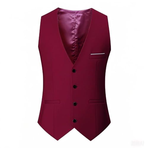 Men's Suit Vest Formal Slim Fit V-Neck Dress Waistcoat Sleeveless Button Vest for Suit or Tuxedo Wedding Business