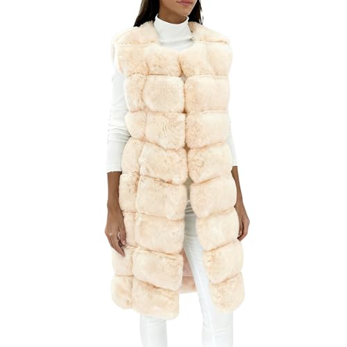 Manteau long sans manches polaire d'hiver chaud pour femme