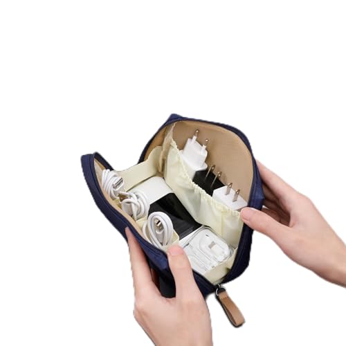 Yesesion 2 Pack Cable Organizer Bags with Wire Ties, Portable Travel Storage Case for Power Cords, Phone Charger, Earphones, Lightweight Electronics Accessories Bag for Home Office Use (Blue)