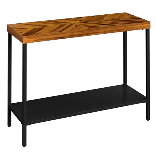 Image of Bme Vivian Console Table, Solid Acacia Wood Entryway Table Without Drawer, Rustic Golden Brown Mid Century Modern Hallway Table, Sofa Table for Living Room or Foyer