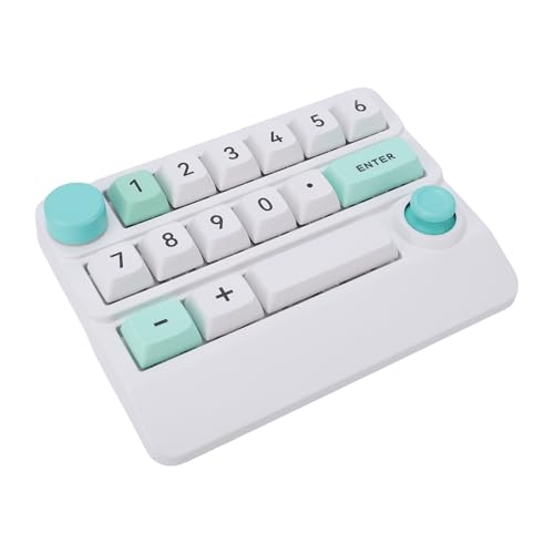 Tosuny Teclado Numérico Mecánico Inalámbrico, Teclado Programable Macro con Cable 2.4G/Bluetooth/USB C con Perilla, Retroiluminación RGB, Tecla Completa Intercambiable en Caliente, (Blanco Verde)
