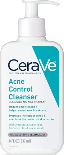 CeraVe Acne Control Cleanser, Face Wash with 2% Salicylic Acid, 8 oz