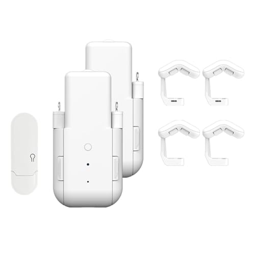 Lonrtesw 2 Piezas Abridores de Cortinas Automáticos con Control de Voz, WIFI, Motor Inteligente, Sensor de Temperatura y Luz, Temporizador Silencioso.
