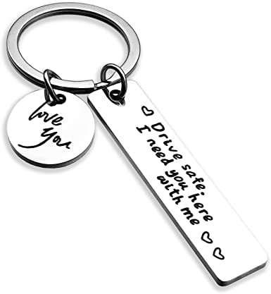 Govind CraftedStainless Steel Drive Safe Keychain I Love You I Need You Here With Me Keychain Gifts For Boyfriend Husband Dad Gifts, Silver