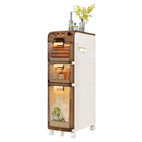 Mueble de baño estrecho organizador de suelo independiente con cajones para espacios pequeños