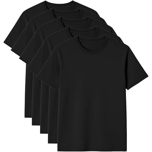 Pack de 5 Camisetas Básicas Hombre 100% Algodón Cuello Redondo Suaves y Transpirables Ajuste Clásico Moderno Máximo Ahorro Tallas S-3XL