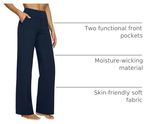 Image of G4Free EverGoing Yoga Pants Women Wide Leg Pants with Pockets High Waist Stretch Dress Casual Sweatpants Petite /Regular /Tall