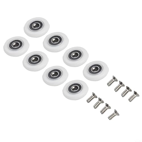 8-Pack Shower Door Rollers Replacement Wheels with Screws, Adjustable Nylon Glass Door Pulleys for Shower Enclosures Cabins, 19mm 23mm 25mm Diameter, Smooth Quiet Sliding Hardware Kit(25mm)