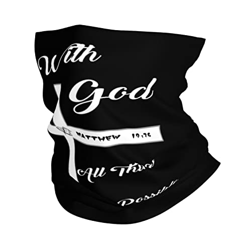 Christian Faith Jesus-with God All Things are Possible Seamless Neck Gaiter Face Mask Seamless UV Protection Shield Scarf Bandana for Motorcycle Cycling Riding Running Headbands White