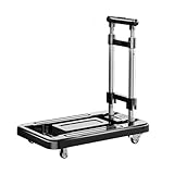 折りたたみ式台車 ストッパー付き静音車輪 耐荷重250kg 軽量コンパクト 固定用ゴムロープ付属 トラスコ 平台車 車載 防災用 だいしや台車 折り畳み 軽量 黒に近い濃い灰色 (50CMX30CM)自重2.3kg