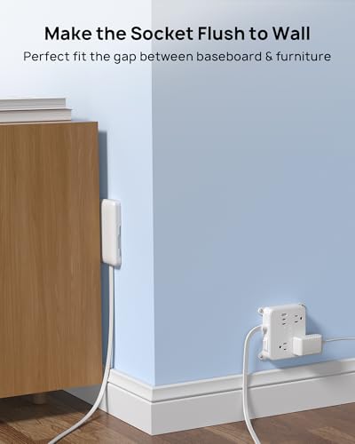 TROND Flat Power Strip con Cubierta y 3 Tomacorrientes Espaciados miniatura 5