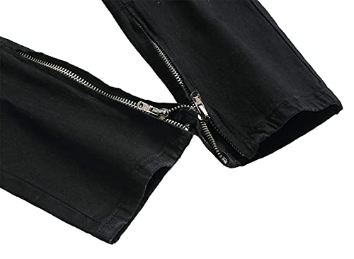 Men's Ankle Zipper Jeans Slim Fit Ripped Distressed Stretch Denim Pants Vintage Style Motorcycle Jean Trousers 5