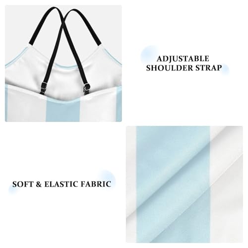 GuoChe Light Blue Stripe Girls Swimsuit 1-Piecing Swim Suits for Girls Toddler Girl Bathing Suit Beach Swimwear 7-8T3