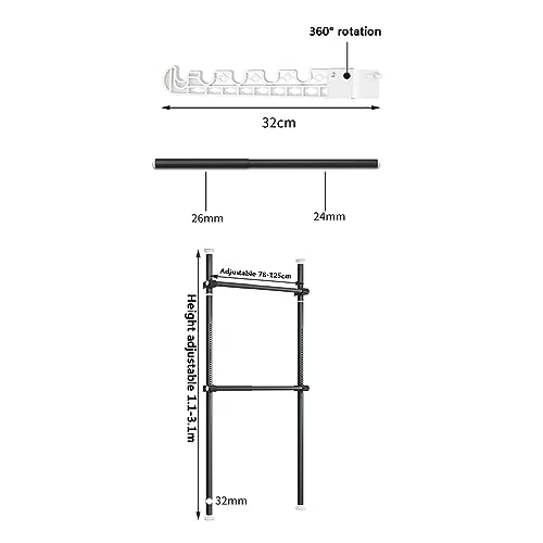 Porte-vêtements portable robuste avec hauteur réglable sans perçage - 8