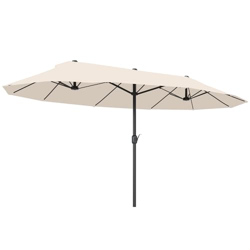Outsunny Sombrilla Parasol Doble para Jardín 4,55x2,65x2,38 m Sombrilla Gigante Anti UV con Manivela para Exterior Patio Terraza Piscina Color Beige