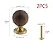 Wealrit Vintage Wooden Knob Door Knobs Cabinet Knob Wood and Brass Round Drawer Pull 2 PCS Interior Wooden Handle Single-Hole Wardrobe Door for Dresser Kitchen Hardware Furniture - B （Bronze）