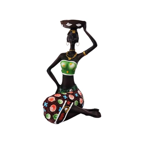Fuwraixis Estatuas de Arte Africano,Escultura de Resina Creativa,Arreglo de Candelabros de Lujo,Figuras Femeninas Tribales，Decoración para la Oficina y el hogar
