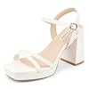 JOY IN LOVE Platform Heels for Women 3.5 Inch Chunky Block Heel Ankle Strap Sandals