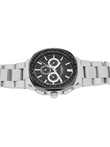 Image of French Connection Textured Black Round Dial with IP Stainless Steel Metal Strap Multifunction Watch - for Mens FCH27BSM