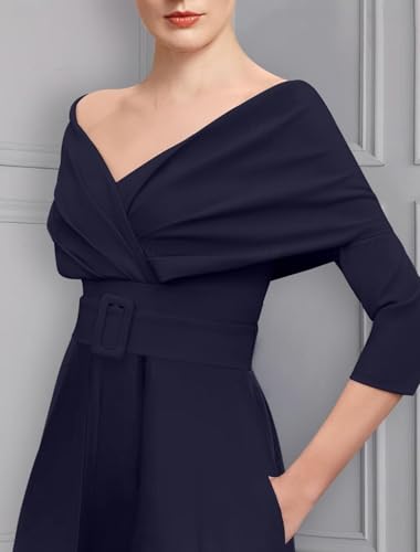 Elegant Two Piece Jumpsuit Mother of The Bride Off Shoulder Wedding Guest Dress Evening Dress with Sash 20244