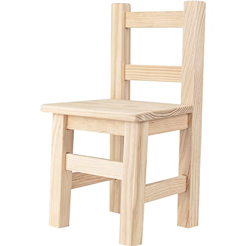 TIENDA EURASIA - Silla Infantil Madera Natural, Asiento Juguetes, Silla para Sala Juego Infantil (24 x 20 x 39 cm)