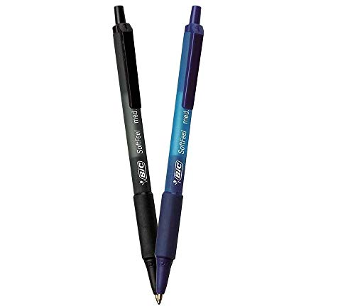 Image of BIC Soft Feel Retractable Ballpoint Pen, Medium Point (1.0mm), Black and Blue, 72-Count