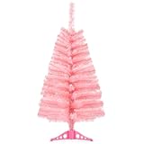 Fushhenmu 3ft Pink Artificial Christmas Tree, Tabletop Christmas Pine Tree with PVC Stand Base for Christmas Home Office Holiday Decoration
