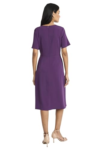 Image of Maggy London Women's Women's Elegant Midi Dress - Short Sleeve Twist Waist - Versatile Cocktail Wedding Guest Dress