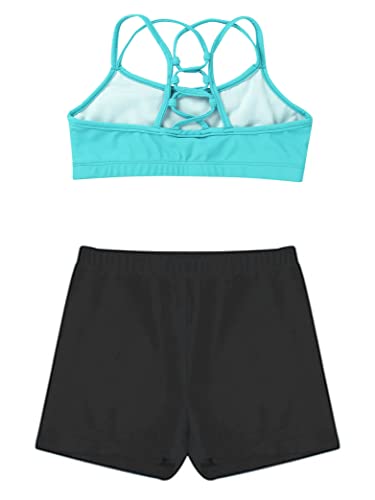 Kids Girls Ballet/Dance/Gymnastics/Sports Outfit Crop Tops with Booty Shorts Activewear Swimwear4