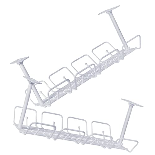 2Pcs Under Desk Cable Organizer Durable Wire Management Tray for Standing Desks Easy Installation Space Saving Design for Home Office and Kitchen Storage